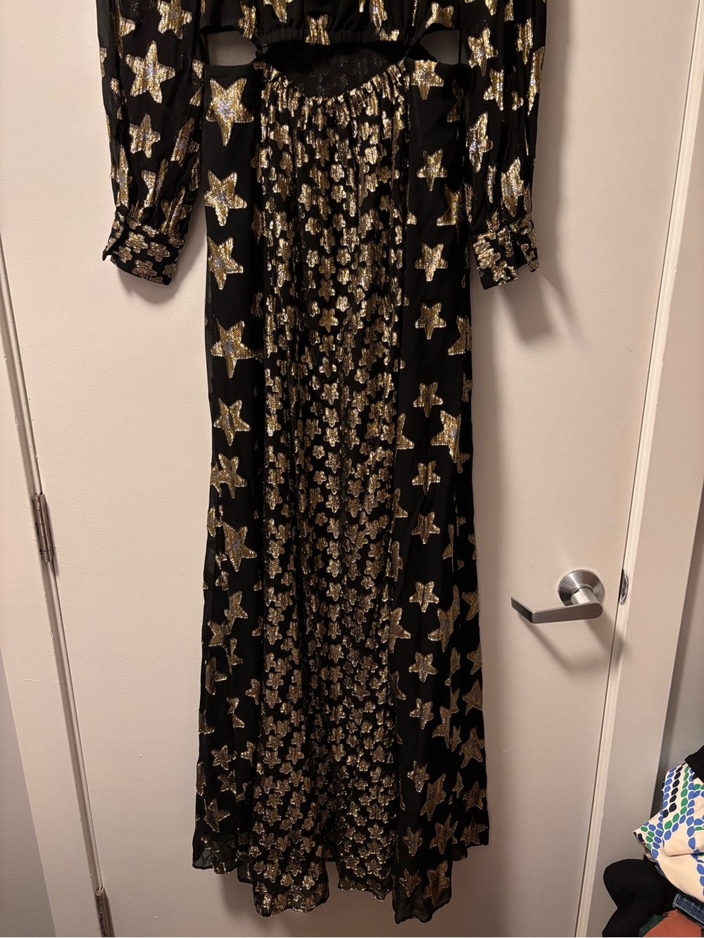 NWT LoveShackFancy Aneesha Black Gold Star Cutout Maxi Dress M - Picture 11 of 14